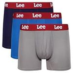 Lee Men's Boxers in Navy/Grey/Blue | Ultra Soft Viscose from Bamboo with Stretchy Elasticated Microfibre Waistband | Comfortable & Breathable Underwear - Multipack of 3