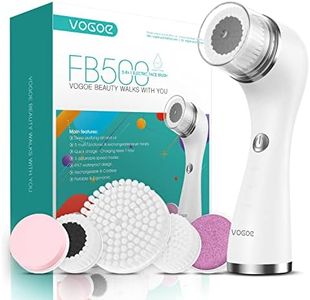 Facial Cleansing Brush Rechargeable, Spin Face Wash Brush IPX7 Waterproof Electric Face Scrubber Exfoliator, 3 Speeds & 5 Brushes for Cleansing and Exfoliating, White