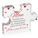 Gifts for Mum, Engraved Acrylic Block Puzzle Mum Present, Delicate Acrylic Plaque with Stand Crystal Gifts for Birthday, Mother's Day, Thanksgiving Day, Gifts from Daughter Son (Gift for Mom)