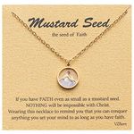 VZBarn Dainty 14k Gold Plated Stainless Steel Faith Necklace for Women Tiny Move Mountains Charm Choker Christian Jewelry Gift, Stainless Steel, No Gemstone