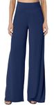 KISSMODA Women's Palazzo Lounge Pants Stretchy Wide Leg Pants Comfy Pants Women Casual Pure Blue L