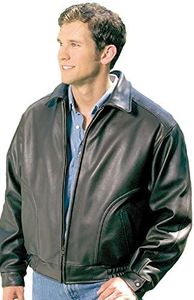 REED Men's All American Bomber Leather Jacket Union Made in USA (5XLTall, Black)