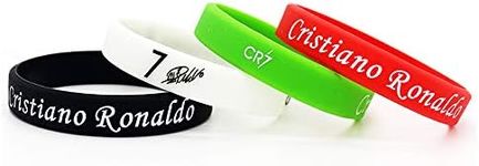 Soccer Cristiano Ronaldo Lionel Messi Neymar Signature Wristbands CR7 Sport Football Star Silicone Bracelet 4 Pcs (Cristiano Ronaldo)