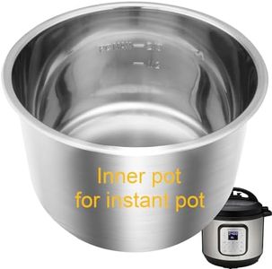 Stainless Steel Inner Pot for Instant Pot 6QT, Upgrade Replacement Pot for Instant pot 6 quart, Food Grade 304 (18/8) Stainless Steel Cooking Pot with Thick Bottom, Non-Toxic (No Teflon)