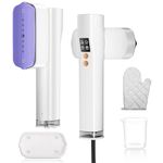 100-240V Dual Voltage Travel Steamer - 1200W Portable Steamer for Clothes with LCD Display & Ironing Glove for Global & Europe Travel, White