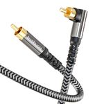 BlueRigger Subwoofer Cable 90 Degree (2M, RCA Audio, Dual Shielded, Gold Plated 90°Male RCA to RCA Connectors) – for Subwoofer, Amplifier, Home Theater