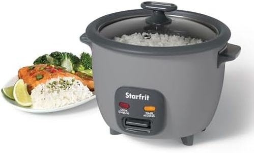 Starfrit Electric Rice Cooker – 10 Cups – Ceramic Non-Stick Coating without PFAS – Steamer Basket, Measuring Cup & Service Spoon - 400W - Grey