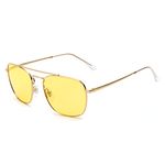 Jim Halo Retro Square Pilot Sunglasses Night Driving Lens Flat Metal Eyewear Men Women Gold