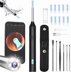 Ear Wax Removal Tool Camera, 800W Pixels FHD Smart Visual Ear Cleaner 6 Ear Spoon WiFi Ear Camera Fit for iPhone, iPad & Android Ear Wax Removal kit for Ear Cleaning (Black)