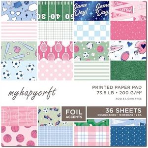 MYHAPYCRFT Scrapbook Paper Pad, 36 Sheets Double-Sided Design Paper with Foil Accents, 200GSM Decorative Cardstock for Card Making, Scrapbooking, Junk Journaling, 12" x 12" Game Day