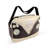 BRISA VW Collection - Volkswagen Shoulder Travel Messenger Bag with VW T1 Bus Campervan Motif (Bus Front/Brown)