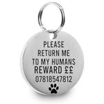 Personalised Pet Tag - Custom Dog Collar ID Tags, Stainless Steel Scratch-Resistant and Durable - Suitable for Dogs, Puppies, Cats and Kittens - Double Side Engraving - Dog Accessories - 27mm