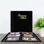 Mahogany Life Currency Album for Notes (102 Pockets) - Faux Leather Cover Currency Note Collection Album - Fits Big Currency Notes (Black)