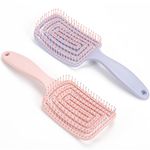 Yikki 2Pack Detangle Hair Brush for Wet & Dry Hair – Curved Vent Hair Brush Detangler for Women, Men – Easy Detangling for Curly, Straight & Thick Hair, No Pull Massage