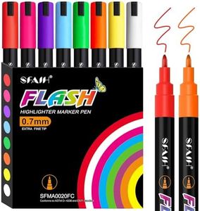 SFAIH 8 Vibrant Liquid Chalk Markers for Bhalkboard, Calendar, Glass - [1s Wet Wipe] No Residue, 0.7-1mm Extra Fine Tip, Chalk Pens for Bistro, Labels [Highlighter Marker Pen for LED light board]