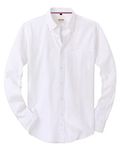 J.VER Men's White Oxford Shirt Long Sleeve Regular Fit Casual Plain Button Down Smart Dress Shirts for Men Adult with Pocket M