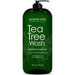 MAJESTIC PURE Tea Tree Body Wash with Collagen - Helps Nail Fungus, Athletes Foot, Ringworms, Jock Itch, Acne, Eczema & Body Odor - Soothes Itching - (Packaging May Vary), 16 fl oz