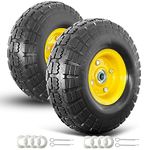 TOOCN.E 4.10/3.50-4 tire and Wheel,10" Flat Free Solid Tire Wheel with 5/8" Bearings,1 3/4” Offset Hub,for Gorilla Carts,Garden Cart,Sack Trolley,Dump Cart,Hand Truck/Wheelbarrow/Garden Wagon-2 PCS