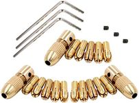 Mesee 3 Set Brass Drill Chuck Set, 0.5-3mm Small Electric Drill Bit Collet with Allen Wrench Micro Twist Drill Chucks Adapter Conversion for Rotary Tools Fits 4.05mm Shaft