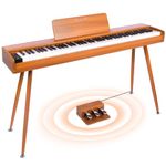 Fesley Digital Piano 88 Key Weighted Keyboard: Full Size Electric Piano with Graded Hammer Action for Professional, Dual Stereo Speakers & 3-Pedal, Support MIDI USB,Home Friendly Wood Color