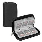 kwmobile Case for Micro SD/SD/SDHC - Memory Card Case with 22 Compartments - Vegan Leather and Plastic - Black
