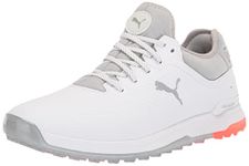 PUMA Men's Proadapt Alphacat Golf Shoe, Puma White/High-rise, 10.5