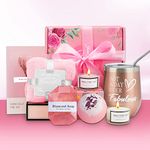 MUJUZE Birthday Gifts for Women, Happy Birthday Gift Basket Set, Self Care Package Relaxation Spa Bath Basket for Female, Christmas Gifts Ideas for Mom Sister Friend Girlfriend Wife Bestie