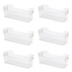 OGGI Cabinet/Drawer High Wall Storage Bin - 14" x 5", Clear/Gray, Ideal for Kitchen Organization, Pantry Storage, Fridge Organizing - Set of 6