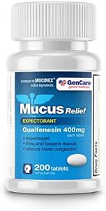 GenCare Mucus Relief Expectorant with 400mg Guaifenesin - 200 Tablets for Cough, Chest Congestion, Colds, Flu, and Allergies