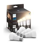 Philips Hue White 10.5W Equivalent 75W A19 Base E26 LED Smart Bulb, Dimmable, Bluetooth & Zigbee Compatible, Voice Activated with Alexa & Google Assistant, 4-Pack