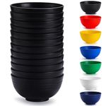 Berglander Plastic Bowls Set of 12 Pieces（Black），Reusable and Sturdy Unbreakable Bowl for Soup,Noodle, Pasta,Popcorn,Microwave Safe Dishwasher Safe