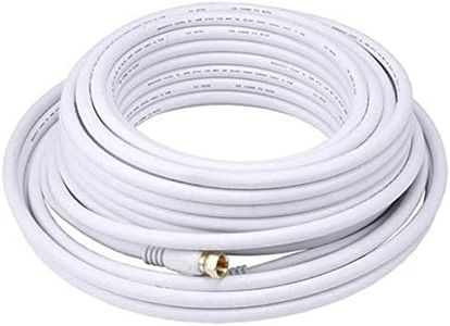 Monoprice 104061 50ft RG6 (18AWG) 75Ohm, Quad Shield, CL2 Coaxial Cable with F Type Connector - White