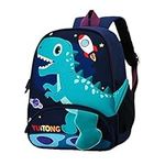 XNDZ Kids Backpack for Kindergarten Toddler Boys Girls Preschool Bookbag Nursery School Bag Small Daypack with Chest Strap (Navy Dinosaur)