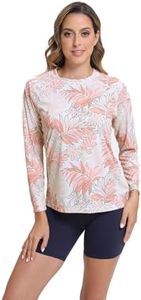 Women's Rash Guard UPF 50+ Quick Dry UV Protection Swim Shirt Long Sleeve SPF Sun Shirts for Women(Pink Flowers,S)