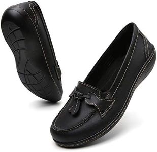 Maichal Loafers for Women Slip On Comfort Leather Tassel Dress Shoes, Black, 6 Wide