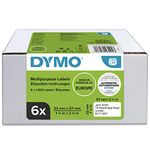 DYMO Authentic LabelWriter Multi-Purpose Labels, 32mm x 57mm, 6 Rolls of 1,000 Easy-Peel Labels (6,000 Count), Self-Adhesive, for LabelWriter Label Makers