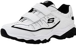 Skechers Men's Afterburn Strike Memory Foam Velcro Sneaker, White/Black, 10.5