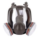 7 in 1 Full Face Respirator with Activated Carbon Filters Double Air Filter Eye Respiratory Protection Gas Mask, Adjustable Belt, Paints Chemicals