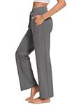 PINSPARK Yoga Pants Women's Leggings Jogging Pants High Waist Breathable Sun Protection Leisure Pants Running Pants Sports Pants Flared Pants Outdoor Training Pants with 4 Pockets Dark Gray L