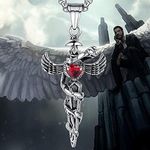 LeapoFaith Bling Pendant Cross for Car Rearview Mirror Charm Diamond Cross Car Hanging Accessories Ornament Crystal Angel Car Decor Cute Interior Vehicle Men Cross Necklace Gift Women (Red Diamond)