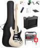 DONNER DST-80 Electric Guitar 39” Beginner Electric Guitar Kit with Amp, Classic SSS Pickup Complete with Gig Bag, Tuner, Capo, Strap, Picks, and Free Online Lessons, Bone White