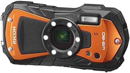 Ricoh WG-80 Orange Waterproof Digital Camera Shockproof Freezeproof Crushproof Microscope Mode, 7 x 5 x 3 inches