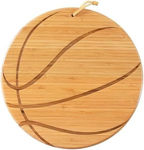 Totally Bamboo Basketball Shaped Bamboo Wood Cutting Board and Charcuterie Board, Great Gift for Basketball Fans