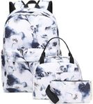 BTOOP Girls School Backpack Galaxy Schoolbag Laptop Bookbag Insulated Lunch Tote Bag Purse Teens Boys Kids, Ink and Wash Flower-103, 17 Inch