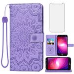 Phone Case for LG X Charge/Fiesta 2 LTE/X Power 2/X5/LV7 Wallet Cases with Tempered Glass Screen Protector Leather Slim Flip Cover Card Holder Stand LG-M322 XPower 3 SP320 M327 M322 Women Purple