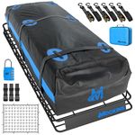 Mockins XL 84"x39"x6" Extendable Roof Rack Cargo Carrier & 35 CuFt Waterproof Cargo Bag for Top of Car | 3 Length Sizes: 40",63",84" Luggage Rack for SUV, Car, & Truck with Roof Basket Accessories