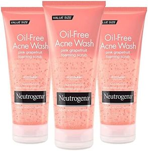 Neutrogena Oil Free Pink Grapefruit Acne Treatment Face Wash with Vitamin C, 2% Salicylic Acid, Gentle Foaming Facial Scrub to Treat & Prevent Breakouts, 6.7 Fl Oz, Pack of 3