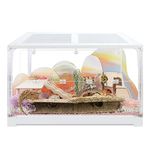 Niteangel Stacker Series Hamster Cage - Stackable & Large Glass Terrarium (ca. 558 Sq in) for Hamster Gerbils Mice Degus or Other Small-Sized Pets (Three-Side Glass + Front Acrylic Openable Door)