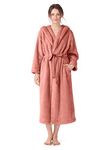 Femofit Robes for Women Fleece Robe Shu Velveteen Plush Bathrobe with Hood S~XL(L, Russet Red)