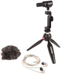 Shure Portable Videography Kit - Professional Recording Rig with MV88+ iPhone Mic, Manfrotto PIXI Tripod, Phone Clamp, Mount, AMV88-Fur Windjammer and SE215 PRO Sound Isolating Earbuds (MV88+SE215-CL)